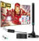 2024 Antenna TV Digitale - Antenna TV interna per la Ricezione di Canali TV Digitali, Antenna Amplificata Potente e Portatile con Cavo Coassiale da 5 m, Ricezione a Lungo Raggio di 580 km - Blu