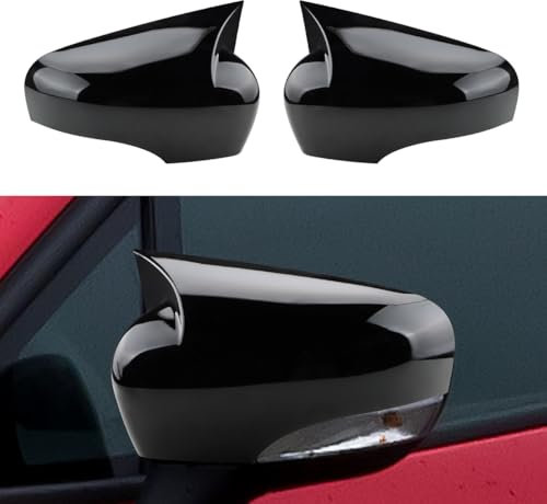 MARCHFA Capuchon de rétroviseur de voiture pour Clio 4 2012-2019 - Boîtier de rétroviseur latéral Clio - Accessoires de voiture - 1 paire de pièces de rechange (noir brillant)