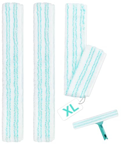 GFRED 3 Stück Fensterwischer Ersatzbezug Bezug Mikrofaser 42 cm Breiter Kompatibel Mit Leifheit Fensterabzieher Window Slider XL Abzieher Bezug Fensterwischer Ersatz für große Flächen