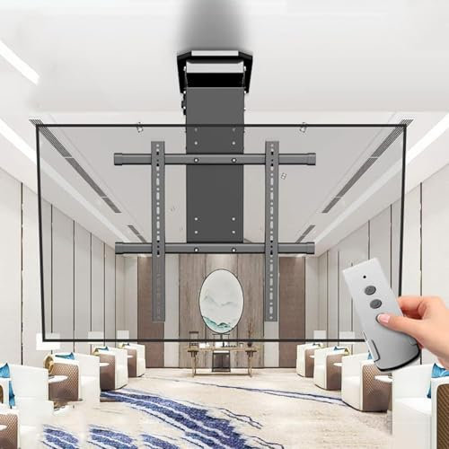 TV Wall Mount Motorized Ceiling TV Mount, 0-85° Flip Down, Hidden Drop Down TV Lift, Motorized Flip Down TV Roof Ceiling Mount, Fits 50-90 Ih TVs