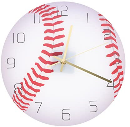 TOPPERFUN Baseball Wanduhr Acryl Stummschaltung Uhr Wohnzimmer Schlafzimmer Arbeitszimmer Dekorative Hängeuhr