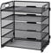 Hotyin Archivos de Escritorio, 5 Niveles Bandeja Organizadora, Estantes de Malla para Archivos con Asa, Organizador de Archivos para Carpetas de Archivo A4, Negro