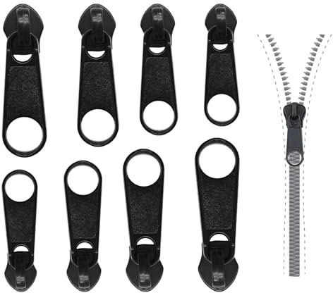 Glvomazty Abnehmbare Reißverschluss Zipper Reißverschluss Schieber Ersatz Reissverschluss Zipper Reparatur für Jacken, Rucksäcke, Koffer (Metal zipper pull 8 PCS)