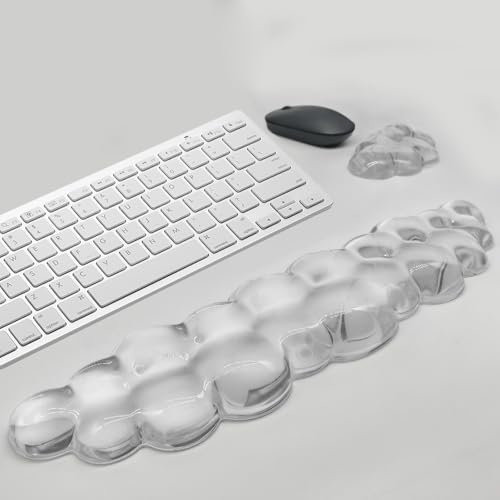 Gel Wrist Rest for Computer Keyboard and Mouse Cloud Wrist Rest Ergonomic Keyboard and Mouse Pad Support for Pain Relief Office Computer Laptop Gaming. (White) (Keyboard+Mouse pad)
