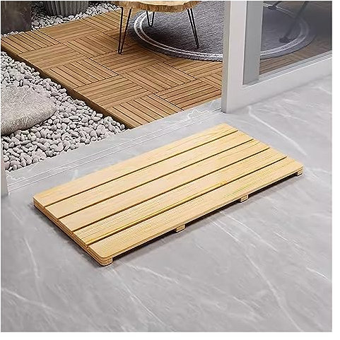 Duschmatte aus Holz für den Innen- und Außenbereich, leicht zu reinigende Matte für Dusche, Badewanne, Spa, Sauna, Eingang und Pool, Karbonschatten, 100 x 40 cm