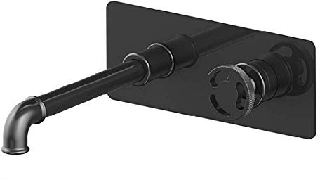 erkebspm Badezimmer-Waschtischarmatur, Waschbecken-Mischbatterie, Wandmontage, Badezimmer-Badewanne, Waschtisch-Mischbatterie, Retro-Industrie-Stil, Steampunk, kreativer Look, Doppelter Handradgriff,