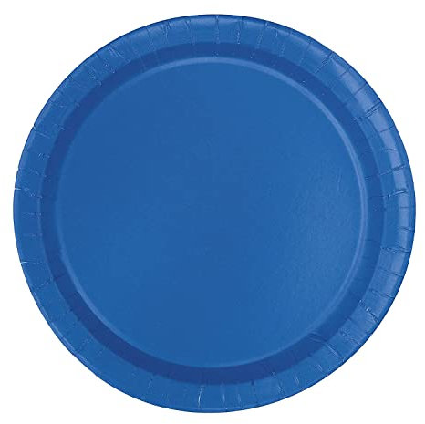 Trimming Shop Platos desechables redondos resistentes de 18 cm, color azul real, 8 unidades, vajilla de papel con temática de color para barbacoas, bodas, aniversarios, cumpleaños, ocasiones multiusos