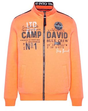 Camp David Herren Sweatjacke mit Logo-Applikationen Speed Orange XL