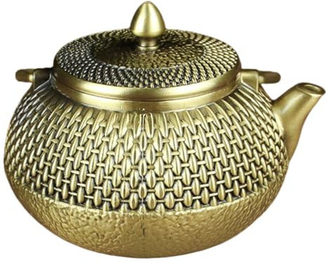 Ciieeo Théière En Laiton Artisanale Miniature, Ornement De Théière À Main, Décor De Mise En Page De Micro Scène