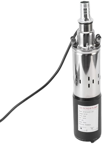 Luocute 12V Solar Deep Well Pump, 300W Solar Powered Submersible Pump 30m Lift 1.2m³ / H Stainless Steel Solar with 7m Power Cable for Deep Well Use