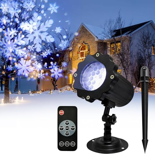 ProjektorS Weihnachten AussenS,Wasserdicht IP65 Schneeflocken Projektor Lichter Mit Fernsteuerung,LED Projektor Weihnachten Aussen,Schneeflocke Projektorlampe Außen Für Christmas,Halloween,Hochzeit