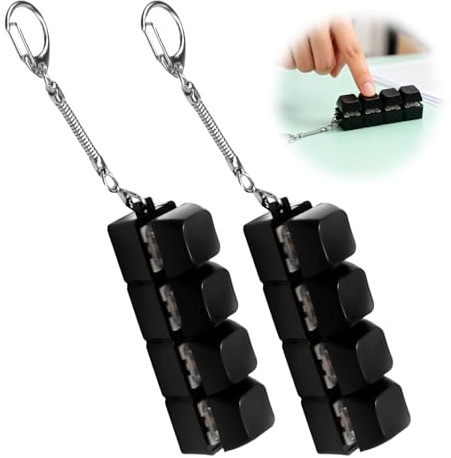 Tastatur Fidget Spielzeug Schlüsselanhänger mit Mechanischen Tasten, 2 Schwarz Clicker Stressabbau Spielzeug für Erwachsene, Finger Druck Knopf mit Klarem Klickgefühl, Kompakter für Alltag Büro Reisen