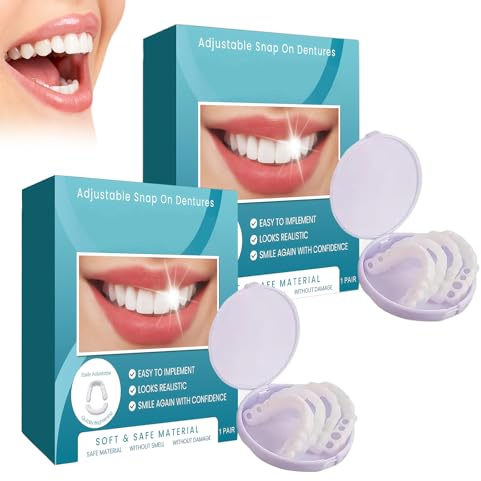 2 Paires De Facettes Dentaires Clipsable,Prothèse Complète Facette Dentaire,Prothèses Provisoires Unisexes Fausses Dents,Amovibles,Pour Combler Les Espaces Interdentaires