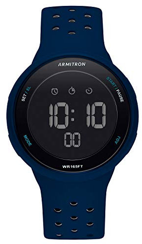 Armitron - Orologio sportivo unisex, digitale, con cronografo, cinturino in silicone, 40/8425, Blu Navy/Grigio