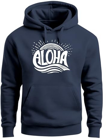 Neverless Hoodie Herren Aloha Surf Kapuzen-Pullover Männer Navy XL