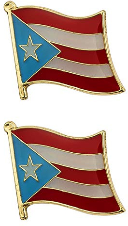 Puerto Rico Flag Lapel Pin (2 Pins) 16mm x 19mm (3/4 x 5/8) Hat Tie Tack Badge Pin