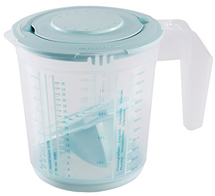 keeeper Caraffa Graduata 4 in 1, Con Paraschizzi, Spremiagrumi e Sistema Antiscivolo, 1 L, Matteo, Acquamarina