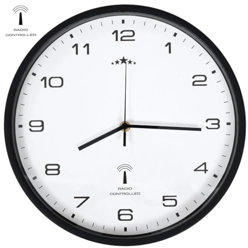 vidaXL Funkwanduhr Quarzwerk 31cm Weiß Schwarz Funkuhr Wanduhr Küchenuhr Uhr