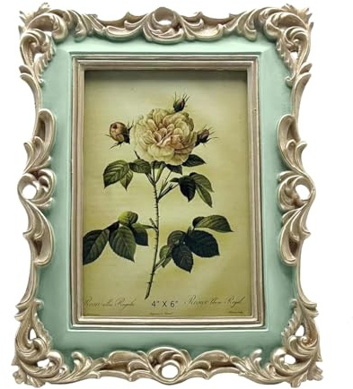 CISOO Vintage-Bilderrahmen, 10,2 x 15,2 cm, Antik-Bilderrahmen, Tischdisplay und Wandbehang, Heimdekoration, Grün