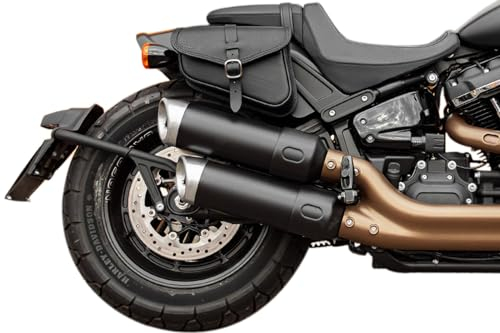 Leder SATTELTASCHE RECHTE Seite FÜR HD SOFTAIL 2018-2024 Fat BOB, Low Rider, Street BOB, Slim, Low Rider S Made IN Italy ENDSCUOIO (Schwarze Nähte)