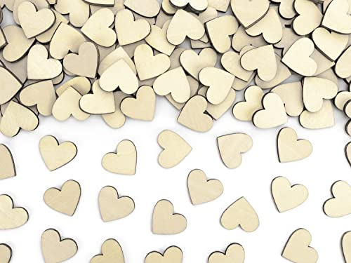 PartyDeco Streudeko Holzherzen 20 mm x 50 Stück Dekoherzen für die Hochzeit Hochzeitsdeko/Streudeko Herzen Holz, ca. 2x2 cm, 50 Stück