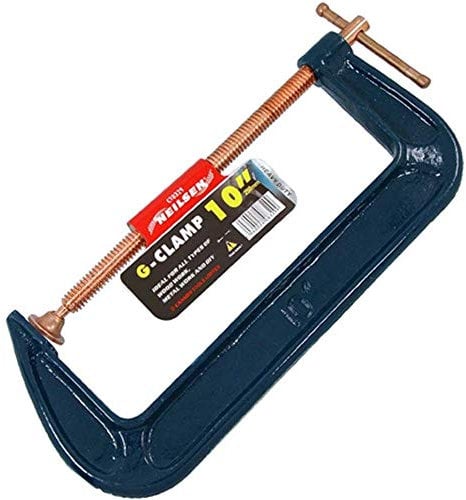 Neilsen CT0329 250mm/10in. Heavy Duty G-Clamp – Malleable Steel, Copper Plated Thread, Ideal for Woodwork & Metalwork