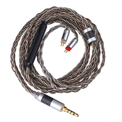TRIPOWIN Linsoul C8 8-Core Silver Copper Foil Braided Earphone Replacement Upgrade Cable, Tinsel Silver Copper Wire for KZ ZSN Pro, ZS10 Pro NF2u, QDC IEMs (With Mic, 3.5mm Plug, 2 pin 0.78mm)