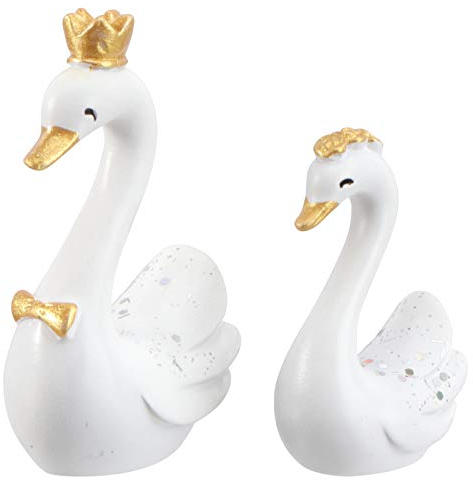 Amosfun Schwan Figuren Deko Krone Lieber Schwan Figur Kuchen Topper Tier Skulptur Fairy Garden Ornament Auto Armaturenbrett Deko für Auto Schreibtisch Büro Wohnkultur Weiß