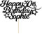 Personalised Happy Birthday Cake Topper Customized with Any Age Name Party Cake Decoration 16 18 21 40 60 Double Sided Glitter Card Black