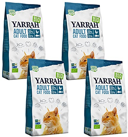 Yarrah - Trockenfutter mit Huhn & Fisch für Katzen Bio - 2,4 kg - 4er Pack