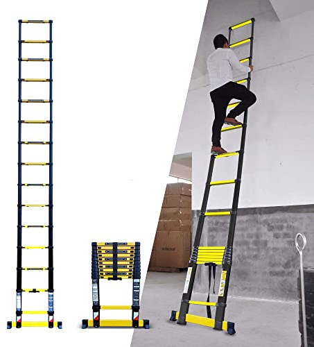 Echelle télescopique Woerther de qualité supérieur - Gamme Grafitek - avec Barre stabilisatrice - Garantie 5 Ans (4m40)