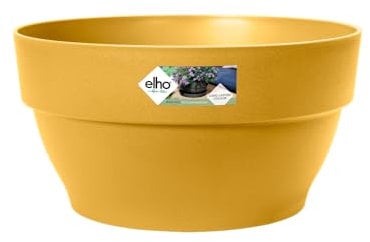 elho Vibia Campana Schale 34 - Blumentopf für Außen - Ø 33.9 x H 17.4 cm - Gelb/Honig Gelb