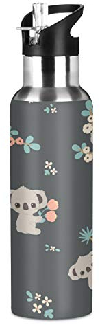 Mnsruu Cute Koala Water Bottle Stainless Steel Vacuum Insulated Water Bottle Standard Mouth Bottle with Wide Handle