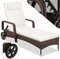 tectake® Chaise Longue Bain de Soleil en Resine Tressee Résistant Inclinable avec Roulettes Transat Salon de jardin exterieur Mobilier de Jardin Chaise Longue Piscine Plage - Marron Marbré