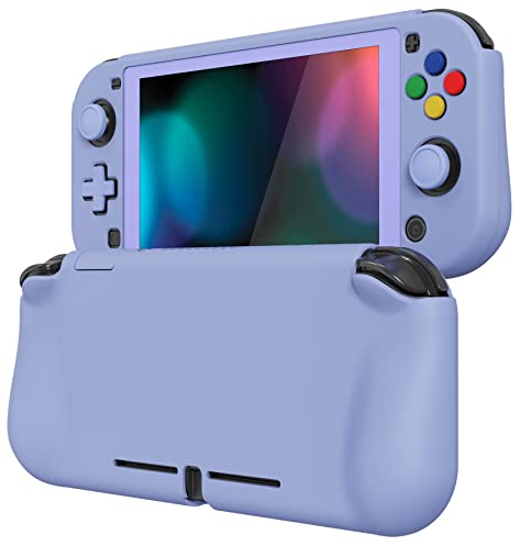 PlayVital ZealProtect Hülle für Nintendo Switch Lite, Case Hülle Schutzhülle Tasche Zubehör, Ergonomische Grip Joycon mit Schutzfolie&Joystick-/Tasten-Kappen für Nintendo Switch Lite(Helles Violett)