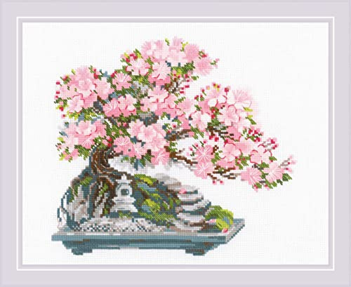Riolis Kreuzstich Set Blühender Bonsai, Zählmuster, 30x24cm