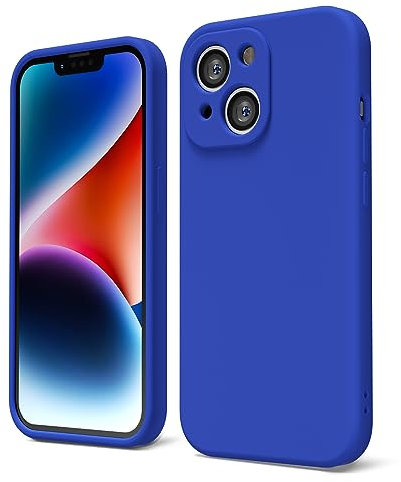 oakxco for iPhone 14 Phone Case Liquid Silicone, Cute Thin Slim Soft Rubber TPU Plain Smooth Gel Cover for Women Girl, Matte Solid Protective & Shockproof, Royal Blue