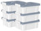 Cetomo 15L * 6 Kunststoff-Aufbewahrungsbox Box mit haltbarem Deckel und Sicherheitsverschluss stapelbar und verschachtelt 6-Packs weiß