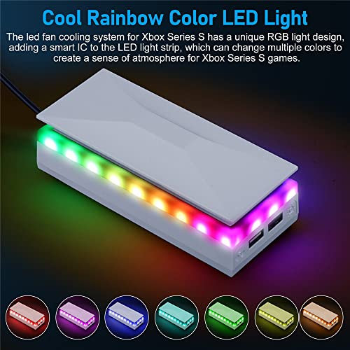 Console Cooling Fan for Xbox Series S,with RGB LED Light,Low Noise Top Fan with 3 Gears,Cooling Fan USB Cooler Accessories for Xbox Series S