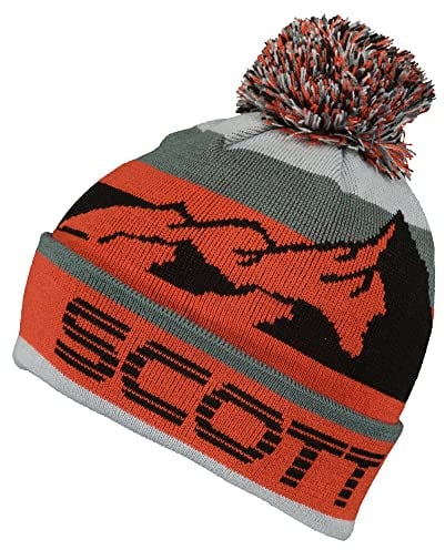 Scott Team 40 Beanie Orange - Warme stylische Bommelmütze, Größe One Size - Farbe Magma Red - Grey Green