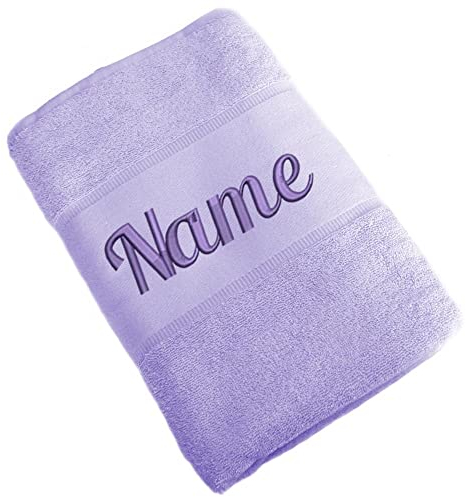 Elefantasie Handtuch Badetuch Badehandtuch aus 100% Baumwolle mit Namen personalisiert Bestickt Flieder 70x140cm
