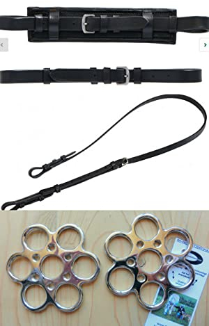 Generisch RHRH Flower HackamoreSet mit Nasen. und Kinnriemen, Kopfriemen, Leder schwarz passen für VB und WB