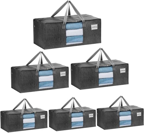 VENO 6 Pack Moving Bags Christmas Ornament Storage Extra Large Storage Bags, Heavy-Duty Storage Totes, Packing Boxes, Wardrobe Moving Supplies - Durable Laundry Bag for Clothes (Gray Window, 6 Pack)