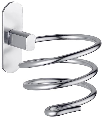 Wall Mounted Hair Dryer Holder with Organizer Tray Ideal Space Saving Solution for Bathroom and Bedroom Fits Flat Iron Curling Wand More - Sliver (Silver)
