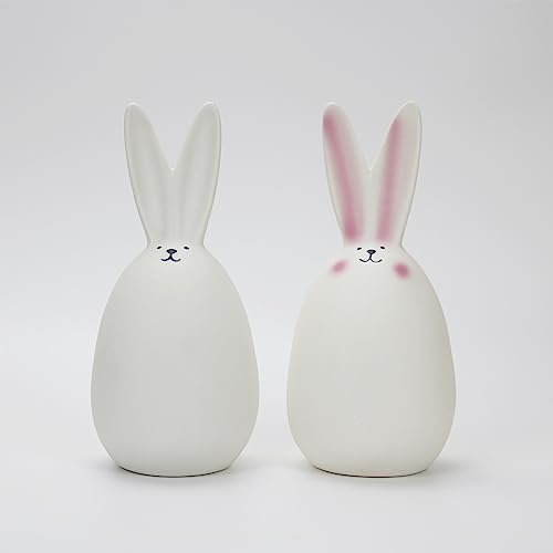 EASIMECOR Keramik Hase Kaninchen Osterhase Dekorationen Porzellan Bunny Hase für Ostern Dekoration Frühling Geschenke Keramik Bunny Figur Statuen für Wohnkultur Paar Kaninchen Osterhase Dekor