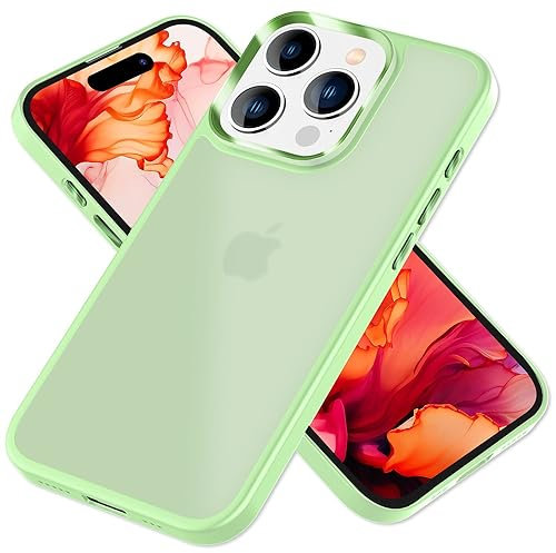 NALIA Matte Handyhülle für iPhone 15 Pro - Stoßfester Silikon-Rahmen & Semi-Transparent - FUZION (Anti-Fingerprint Case) - Marke aus Berlin, Farbe:Mint-Grün