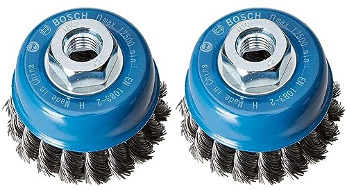 Bosch Professional Topfbürste Stahl gezopfter Draht für Winkelschleifer (Ø 75 mm), 2608622099 (Packung mit 2)
