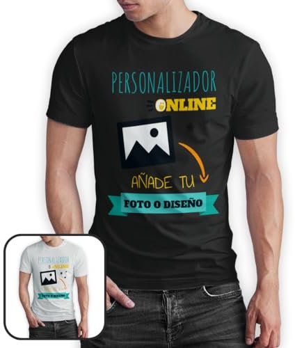 Camiseta Personalizable con tu Foto y/o Textos A Todo Color | Unisex | Manga Corta 100% algodón | Impresión DTG o DTF · Diseña tu Camiseta Personalizada Hombre y Mujer (M, Negro)
