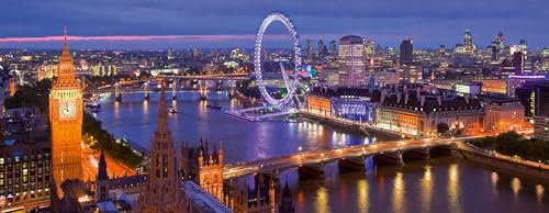Ravensburger London at Night Panoramic Jigsaw Puzzle for Adults and Kids Age 12 Years Up - 1000 Pieces - England UK