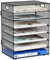 EasyPAG 7 Fächer A4 Metall Büro Schreibtisch Organizer Dokumentenhalter Aktenablage Zeitschriftenhalter Briefablage Papier Magazin Organisator,Schwarz